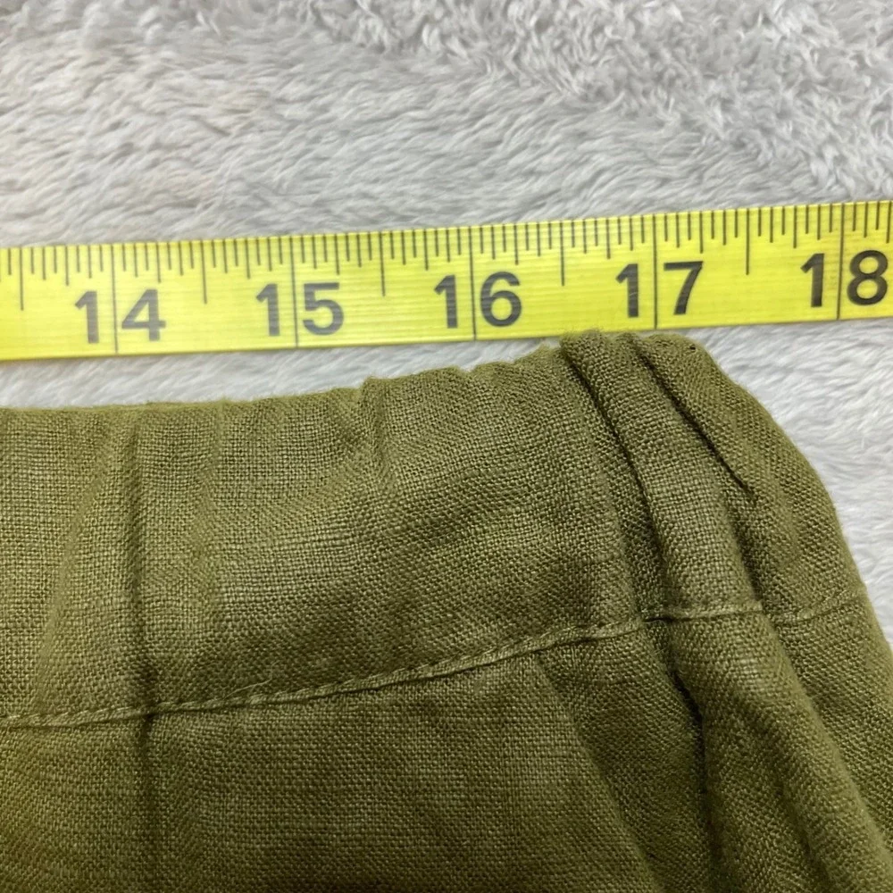 Quince Womens European Linen Pants Sz L Olive Green High Rise Cropped Relaxed